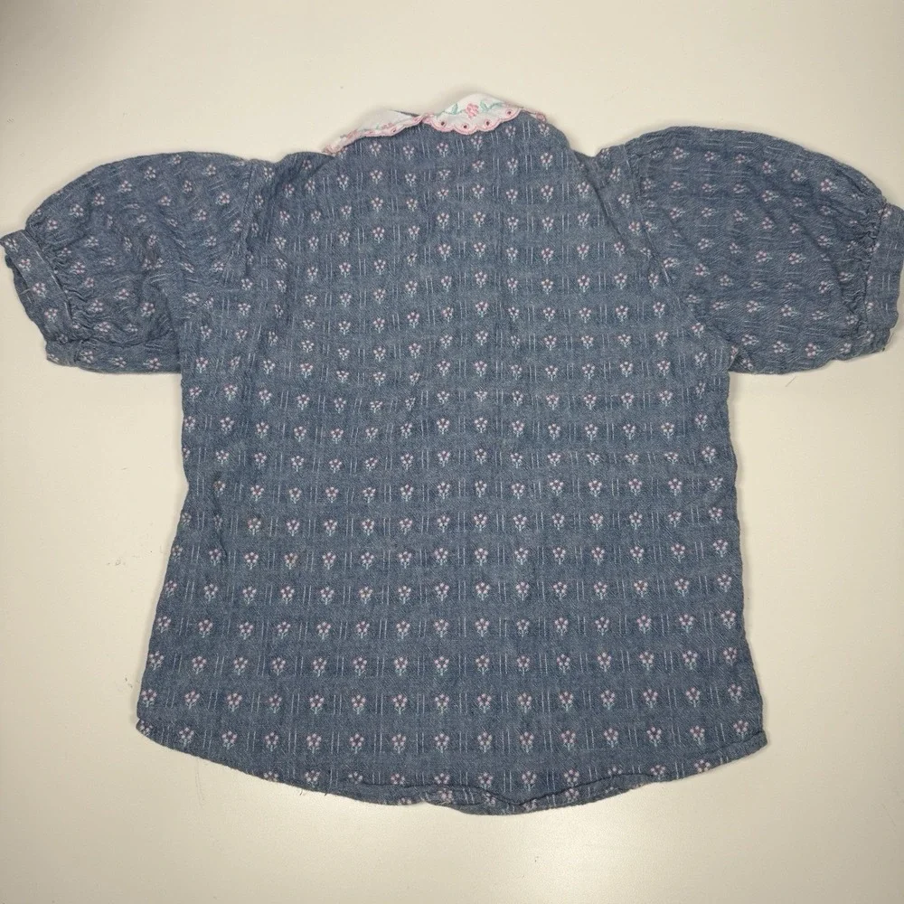 Oshkosh B'Gosh 4T Short Sleeve Shirt Made‎ In USA Pink Embroidered Peter Pan VTG